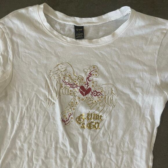 Vintage G-Unit Mini Tee y2k 2000's Cross Grunge Gold Wings 50cent rapper women's - Picture 2 of 3